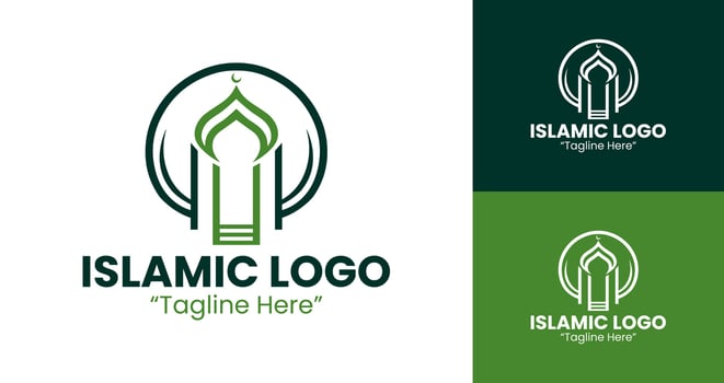Stylish Islamic Logo with Unique Green Elements for Branding vector