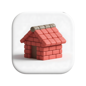 A small red brick house isolated on transparent background png