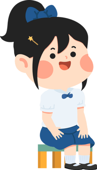 A cartoon girl sitting on a stool png