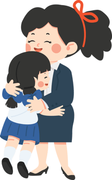 A cartoon woman hugging a little girl png