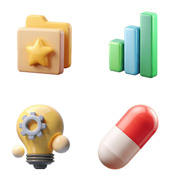 Folder Star Graph Lightbulb Capsule isolated on a transparent background document organization png