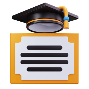 3D Icon Certificate With Graduation Cap png