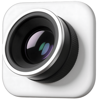 A white camera lens, isolated on transparent background png