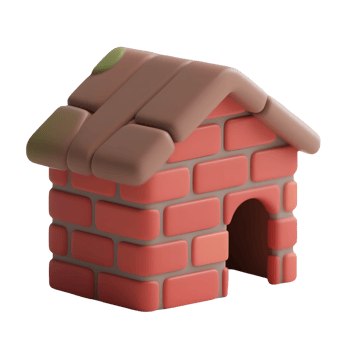 A small cartoon brick house isolated on transparent background png