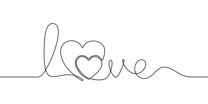 Two Hearts Love Line Drawing vector