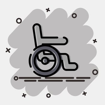 Icon wheel chair. Medical elements. Icon in comic style. vector