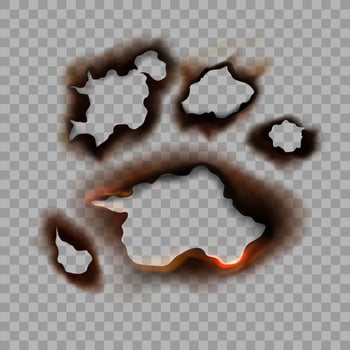 Burned paper spots composition collection vector