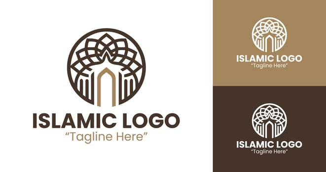 Professional and Timeless Islamic Logo Design with Brown and Dark Blue for Businesses vector