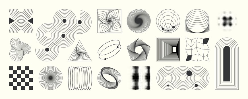 Abstract minimal element mid century wall art collection. vector