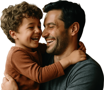 Loving father and son share joyful embrace and laughter png