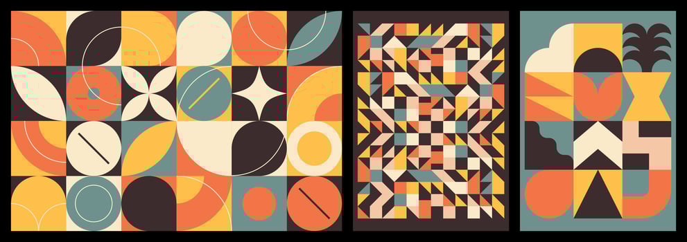 Set of modernist posters with geometric shapes vector