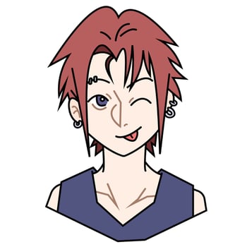 Anime character with red hair and wink vector