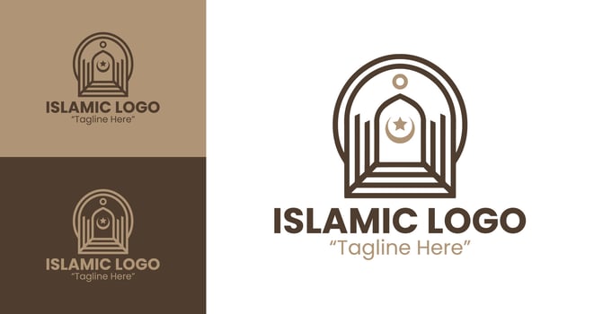 Chic Islamic Logo with Mosque and Star Symbols for Professional Branding vector