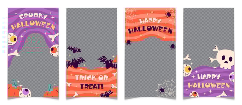 Halloween themed banners with spooky designs vector