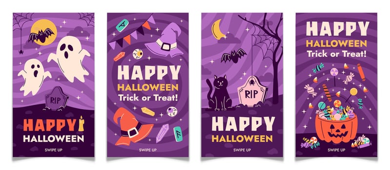 Halloween graphics with ghosts and candy vector