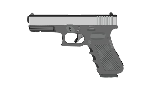 Realistic Illustration of a Semi-Automatic Handgun, Firearm , Sidearm Pistol Isolated on a White Background vector