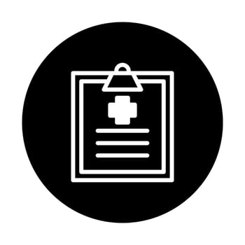 Medical report icon illustration symbolizing health records and healthcare services with modern design black background vector