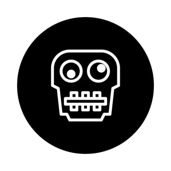 Creepy skull icon illustration with playful eyes on dark background is suitable for Halloween and more vector