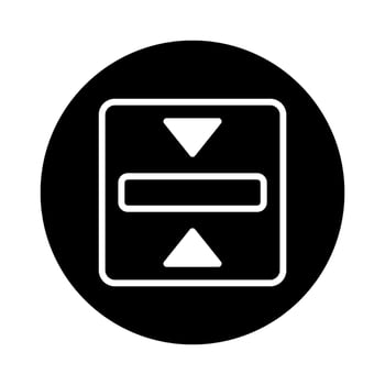 Black and white icon showing vertical alignment with arrows inside a square shape design element vector