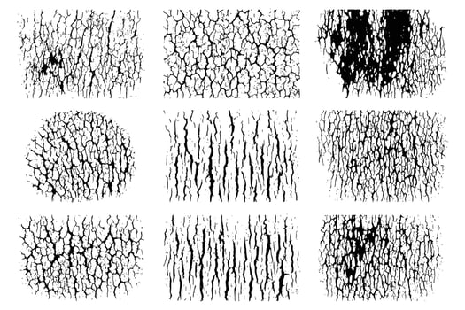 Nine unique grunge textures in black and white perfect for adding a raw artistic dimension vector