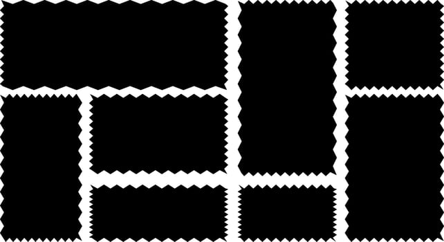 frames zigzag edge shapes. oval and square scalloped frames. Scallop edge shape set. Geometric shapes with scallop and zigzag edges vector