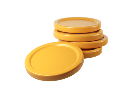 3d finance rendering icon of a stack background, shiny gold coins leaning against a transparent of perfect for investment concept money png