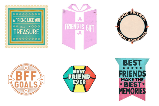 Friendship sayings stamp gift circle banner isolated on a transparent background image png