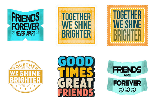 Friendship sayings graphic designs isolated on a transparent background together png