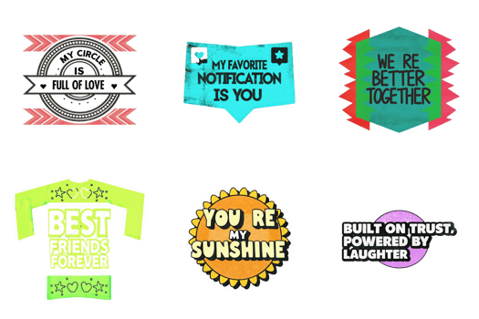 Friendship quotes graphics collection isolated on a transparent background love notification png