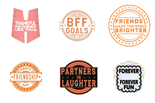 Friendship celebration graphics with text and decorative elements isolated on a transparent background png