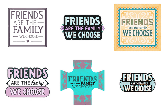 Friends are the family we choose graphic designs isolated on a transparent background text png