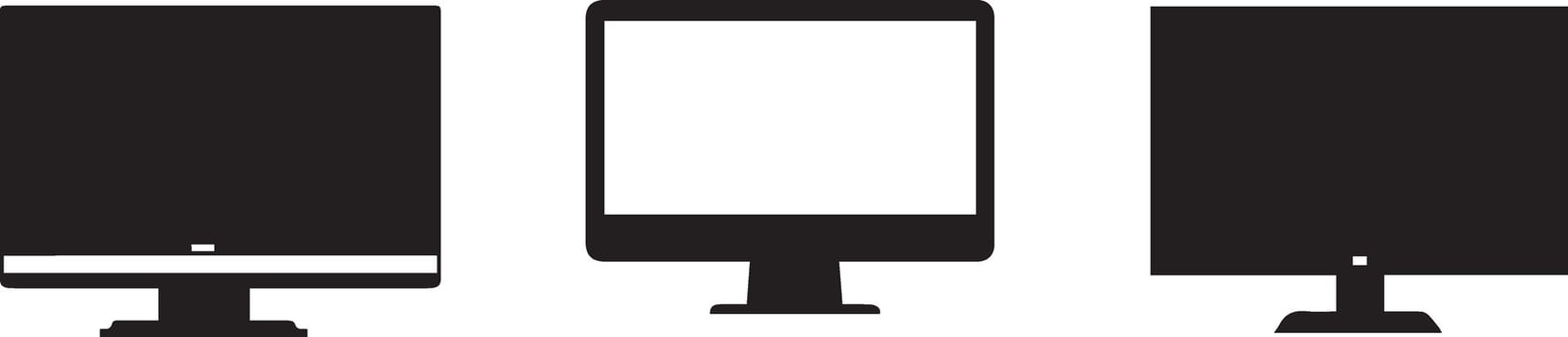 Computer Monitor Icons Black Screen White Screen and Filled Screen Display Graphics for Websites and Applications vector