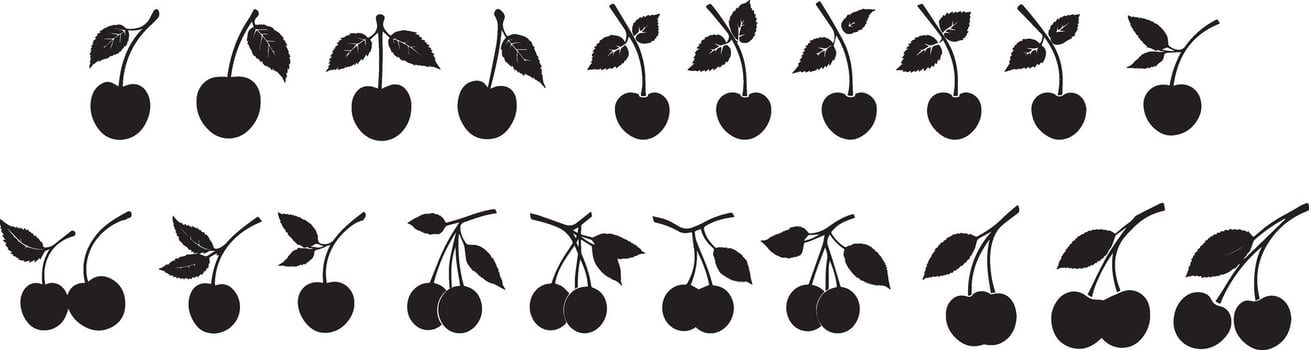 Collection of Cherry Silhouettes Perfect for Design Projects vector