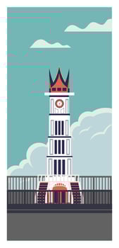 Gadang tower clock travel Indonesia vector