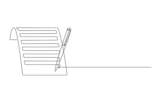 Document and Pen in a Single Line vector