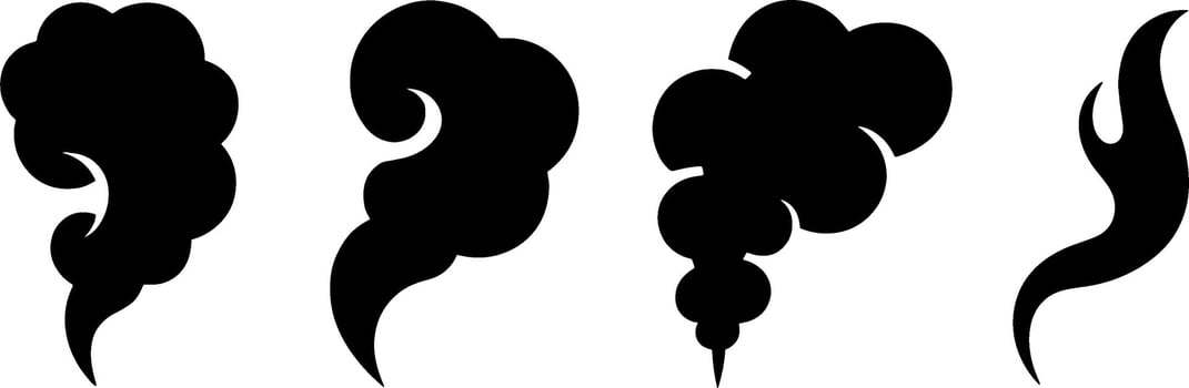Black Smoke Cloud Shapes Set Fire Smoke Emissions vector