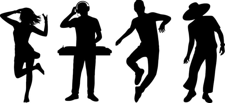 Party Dancing People Silhouettes DJ Music Nightlife vector