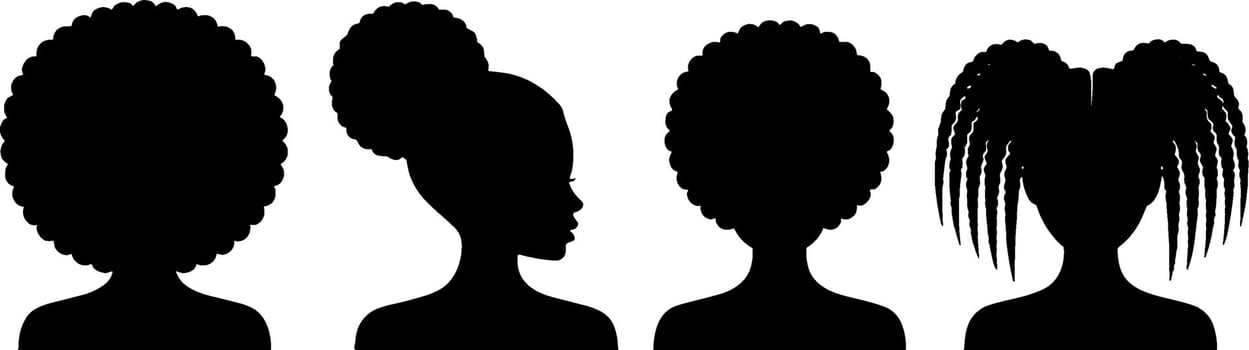 African American Women Silhouettes Natural Hair Styless vector