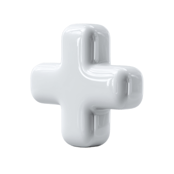 3D white plus symbol on a transparent background, perfect for graphic design projects. png