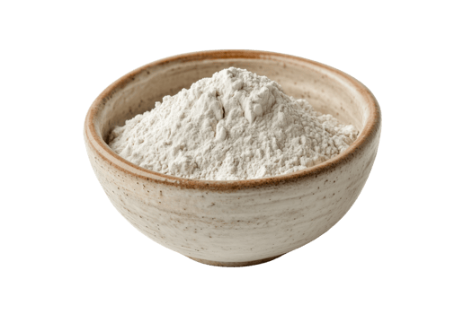 A bowl of flour Isolated on transparent Background, ideal for baking and cooking. png