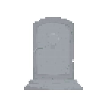 Mosaic pixel art tombstone icon in grey tones with simple and minimalist design vector