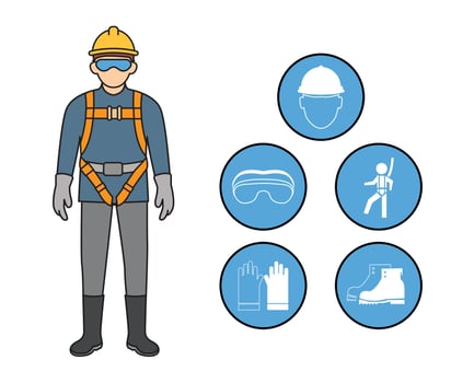 safety equipment, construction concept, illustration vector