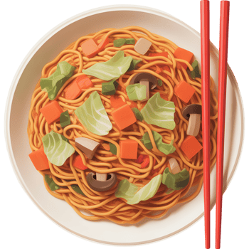 Noodles with Vegetables and Chopsticks png