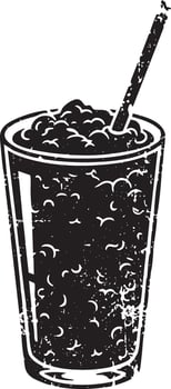 Smoothie with straw retro stencil illustration stamp with distressed grunge texture isolated vector