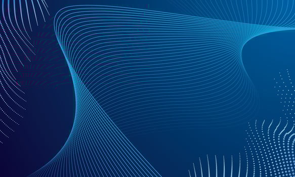 Blue background technology line wave and particle vector