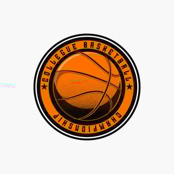 bCircular logo design with a stylized orange basketball at the center vector