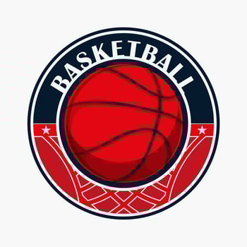 Circular logo featuring a red basketball at the center with black outline vector