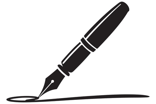 Minimalist black fountain pen icon silhouette illustration on transparent background vector