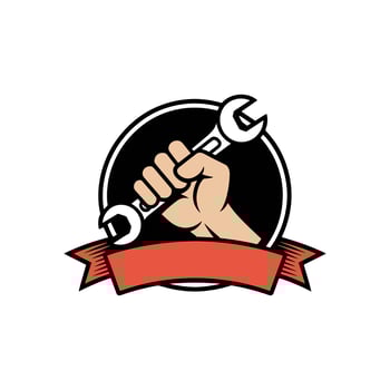 Hand holding wrench wrench icon illustration vector