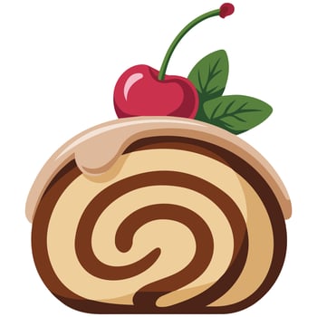 Chocolate sponge cake dessert illustration isolated vector